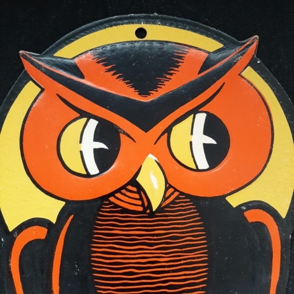 Authentic vintage copr H. E. LUHRS diecut embossed owl halloween decoration - Picture 4 of 8